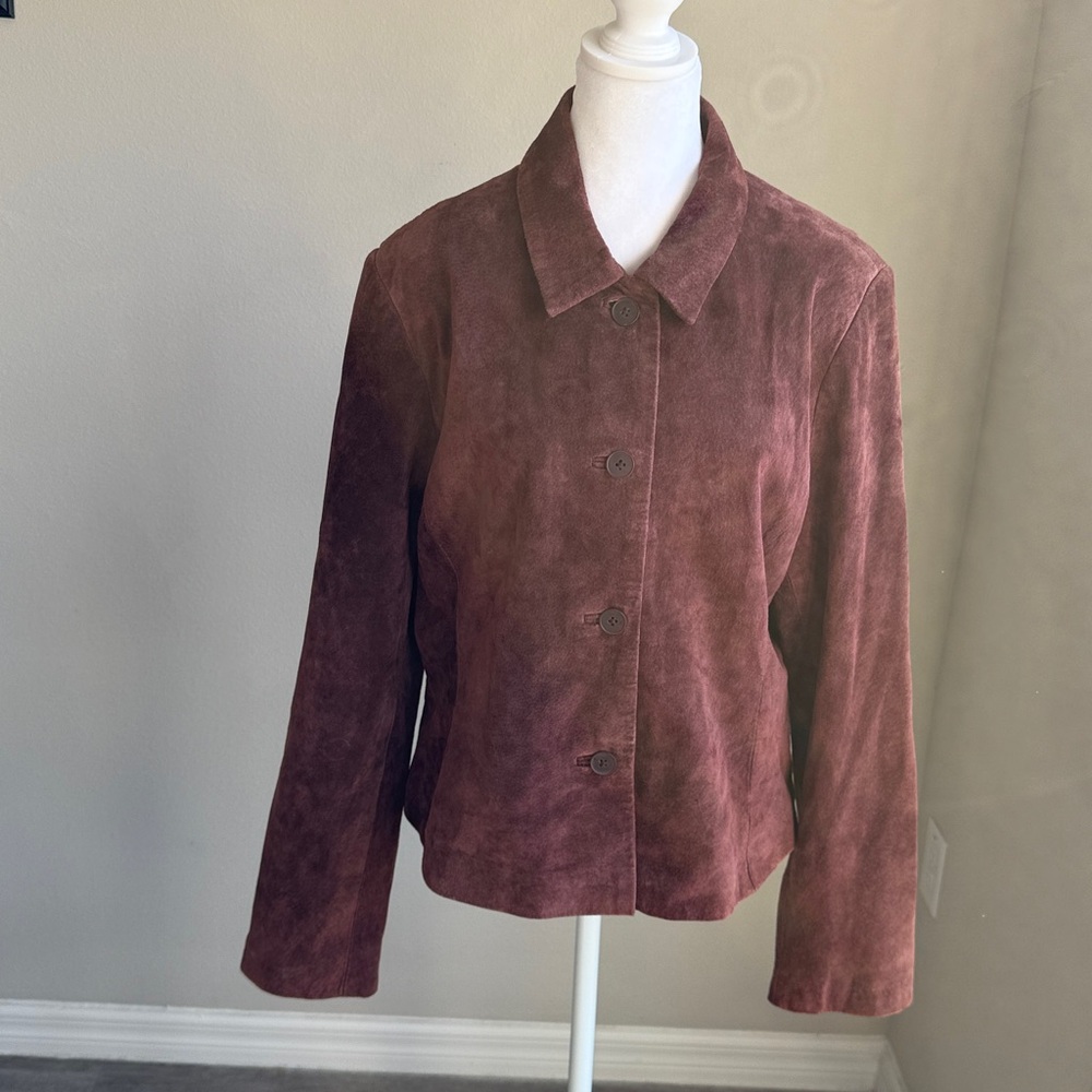 Alfani women’s burgundy leather jacket